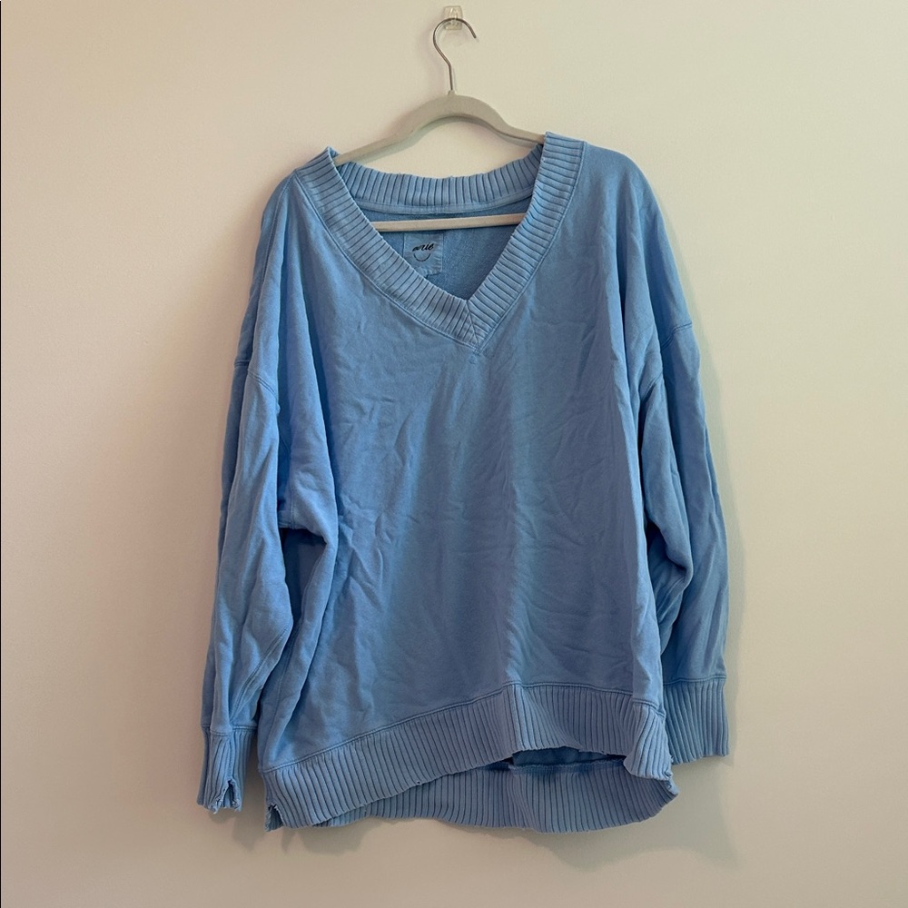 Aerie Light Blue V-Neck Sweater